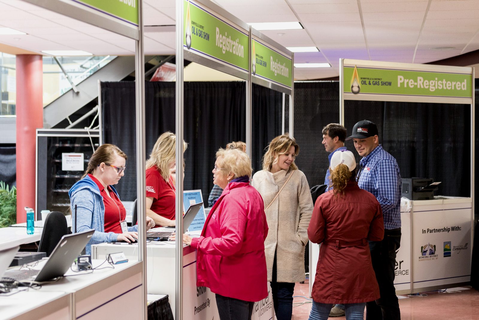 Exhibitor booth with equipment on display at the Bonnyville Oil and Gas Show